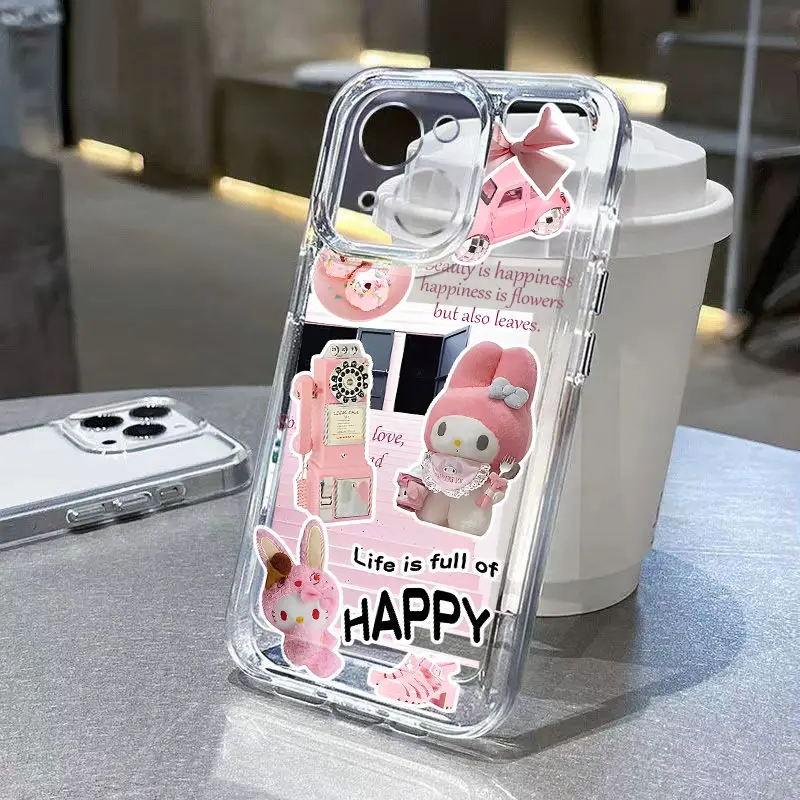 Trend Sanrio My Melody Phone Cases For Iphone 15 14 13 11 12 Pro Max Plus X XR XS 7 8 Plus Girl Shockproof Phone Cover Y2k