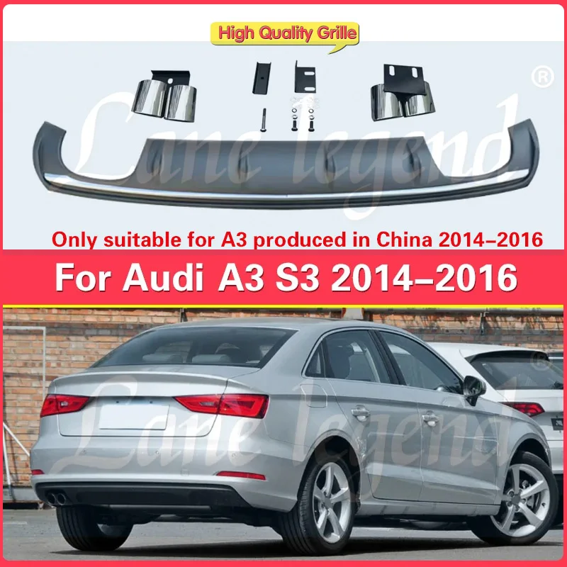 Factory Outlet High-end Upgrade Rear Bumper Lip Diffuser for Audi A3 2014 2015 2016 Modify to S3 Style Car Bumper Body Kit Guard