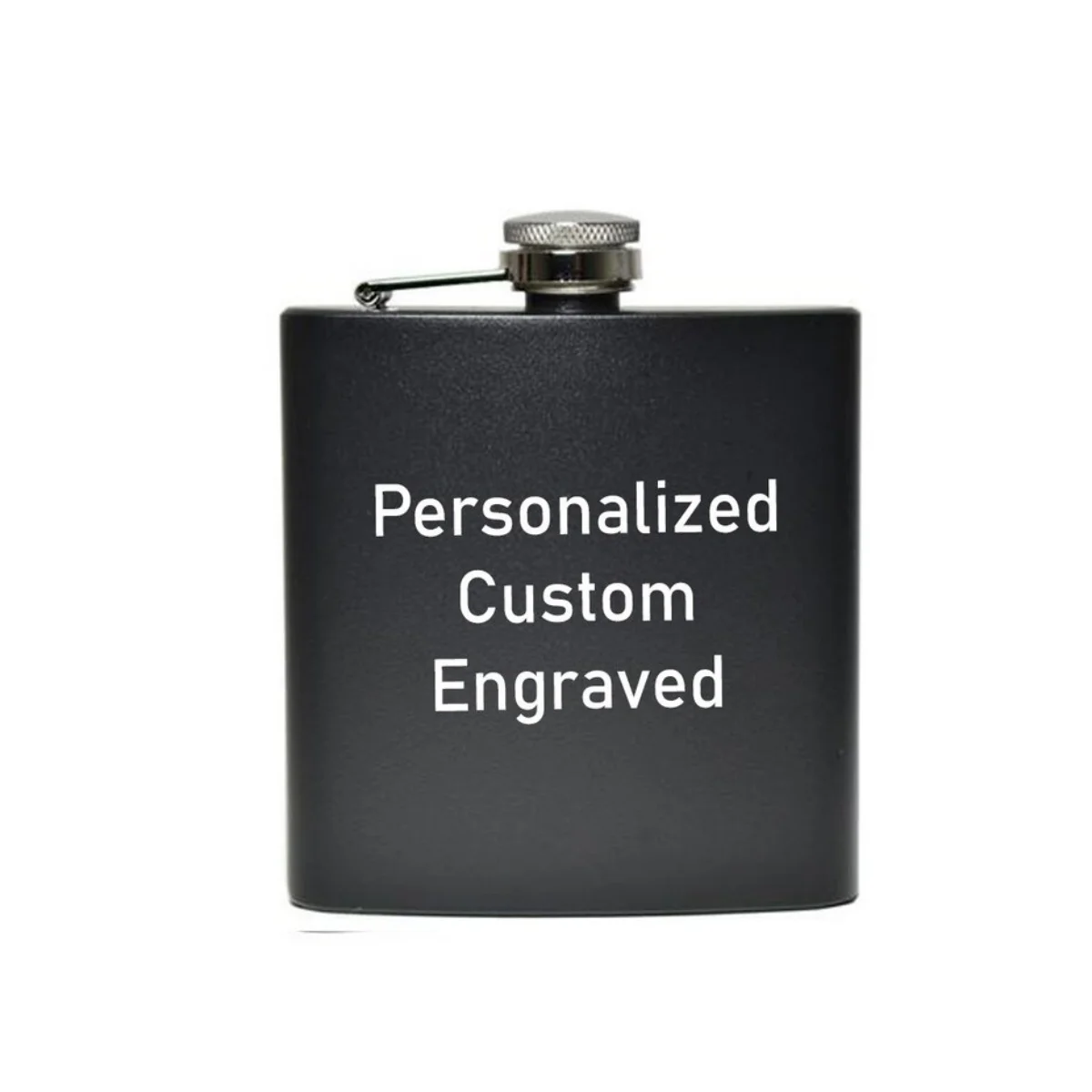 Customizable Black Flask Stainless Steel 6 oz Flask Personalized with Custom Text 6oz Metal Alcohol