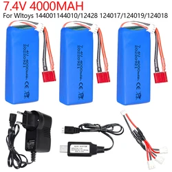 7.4V 4000mAh LiPo Battery with Charger for Wltoys Wltoys 144001 144010/144010/124017/124019/124018/12428 RC Car 2S Battery parts