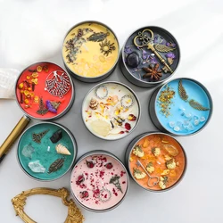 6.5OZ Spell Candles In Jars Crystal Ritual Candle Dried Flower Herbs Candles Scented Fragrance for Prayer Religious
