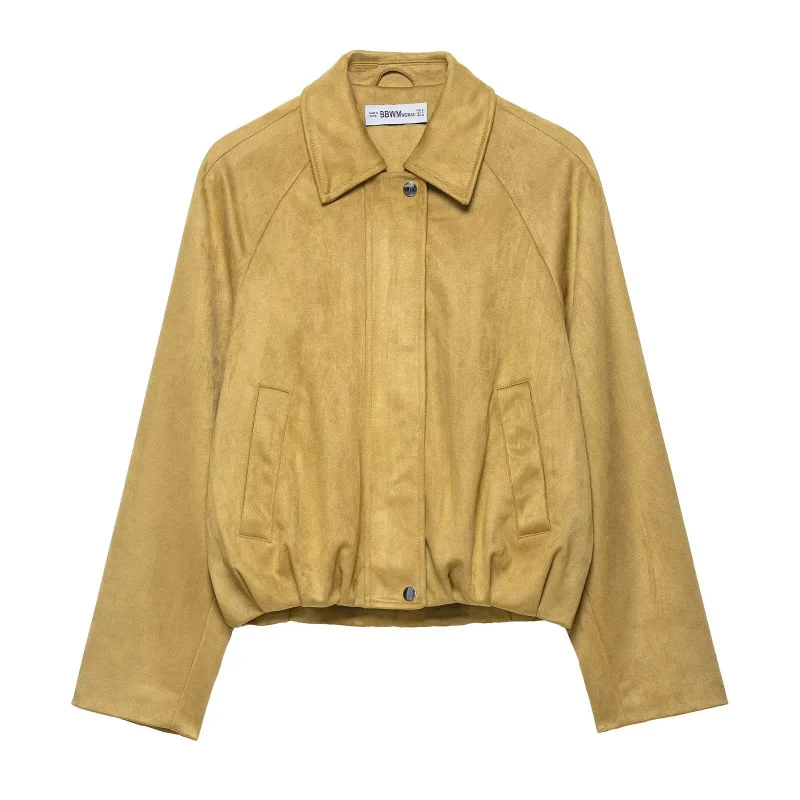 

Новая европейская и американская женская одежда, повседневный бомбер с замшевой текстурой