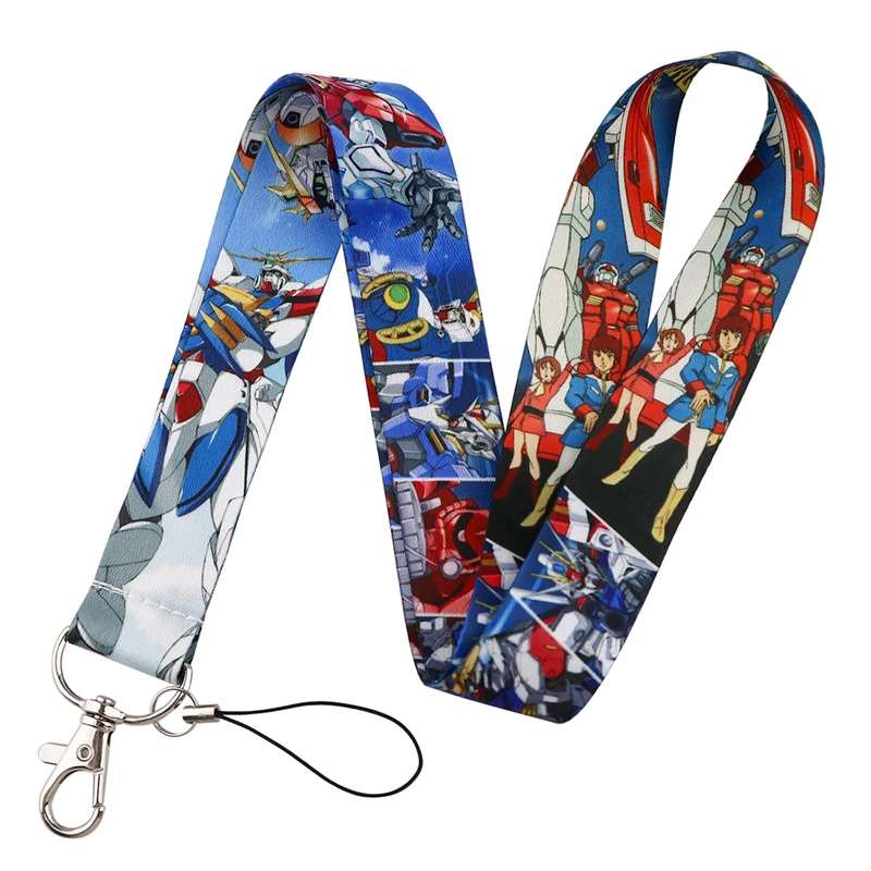 Setelan Ponsel GUNDAM Lanyard gantungan kunci telepon tali leher lucu dengan gantungan kunci kartu ID DIY hewan webbing pita gantung tali hadiah