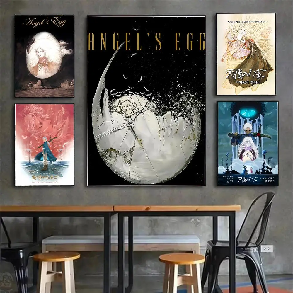 Anime A-Angel Egg Painting Calligraphy Canvas Poster Wall Art for Living Room Bedroom Study Office Home Decor Gift
