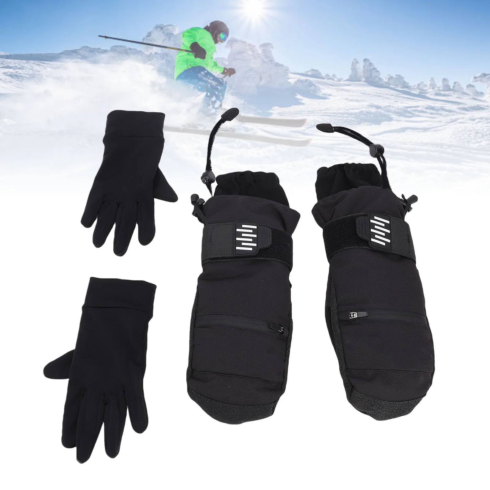 قفازات التزلج إيفا امتصاص الصدمات مكافحة خسر شريط للرسغ الأراميد الحرارية الدافئة بطانة قفازات الشتاء للطقس البارد للنساء