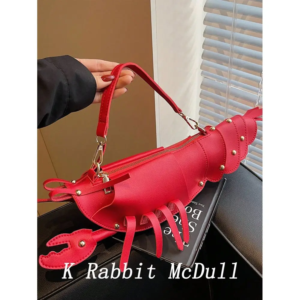 

Fashion Lobster Shape Design Zipper Handbag, Versatile Unique Design Crossbody Bag, PU Material, With Detachable Shoulder Strap