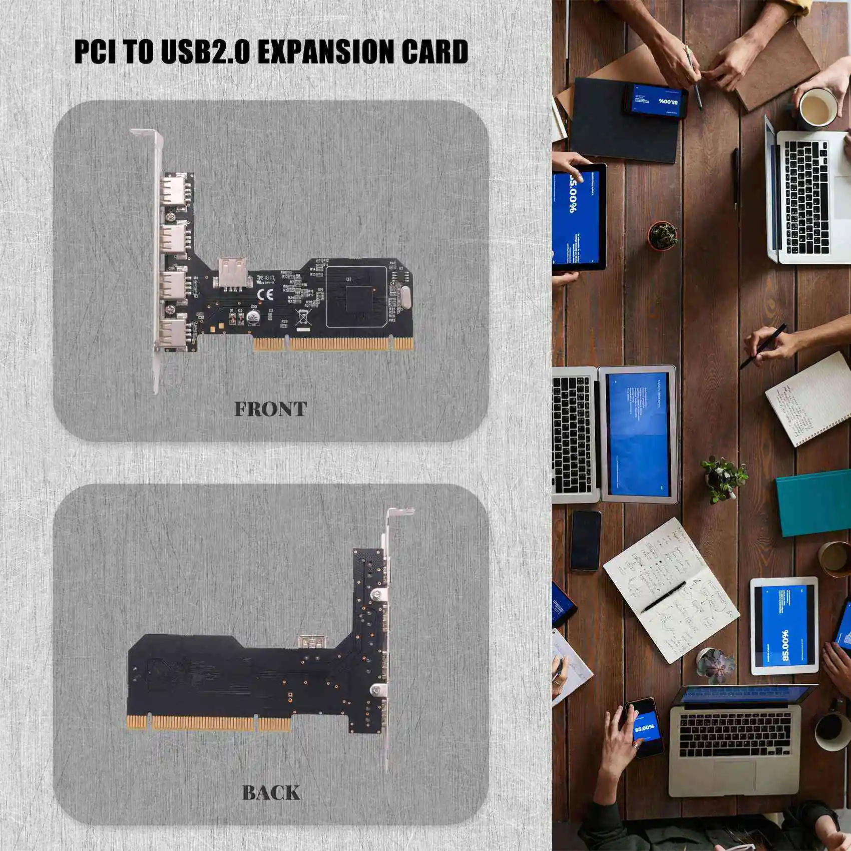 QWE-PCI To USB2.0 Expansion Card Desktop PCI To 5 USB2.0 480Mbp HUB NEC Chip Expansion Adapter Card