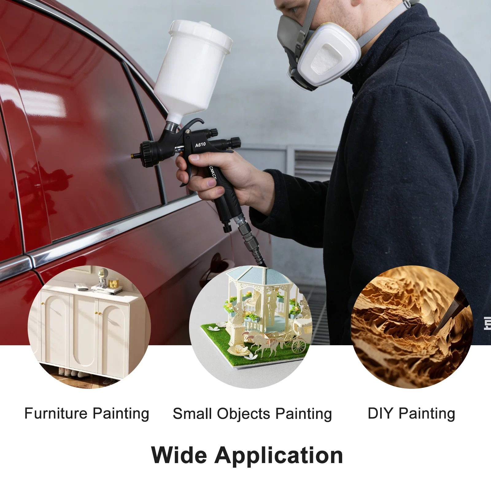 LVLP A610 Spray Gun 600ml Cup Multi Nozzle 1.3/1.5/1.7/2.0 (Optional) Air Paint Sprayer Car Automotive Furniture DIY Painting