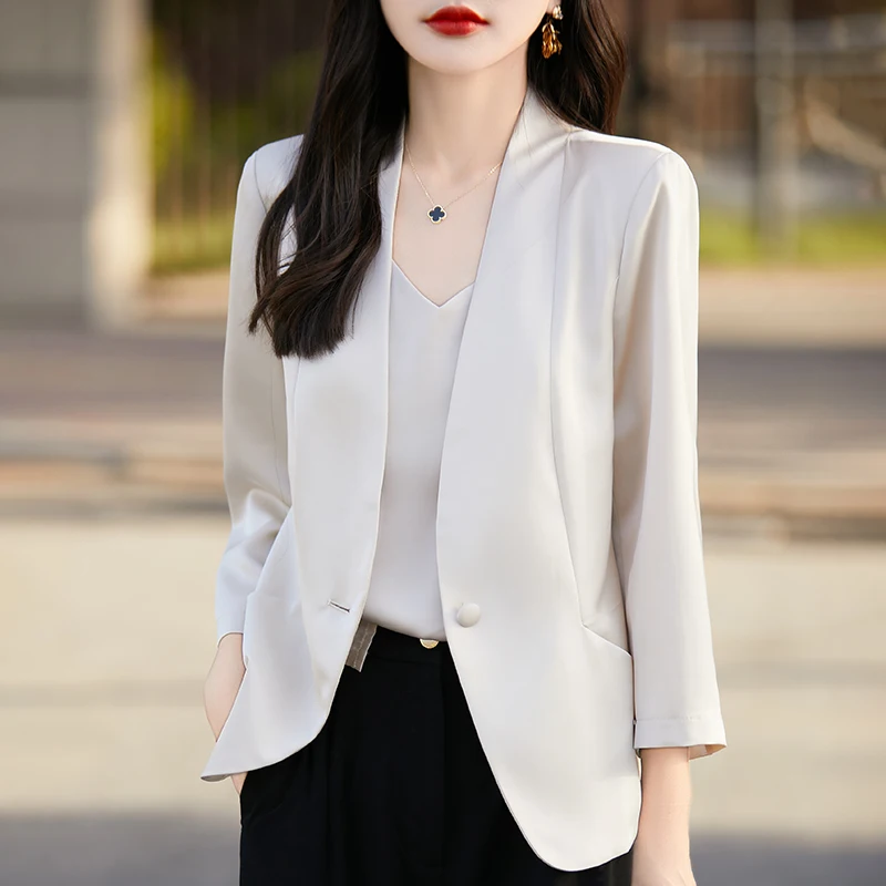 LEISURE SUIT Women's Thin Suit Tops Satin Finish Western-style Clothes Summer Thin Suit Top Elegant Top Coat Women's Fashion New