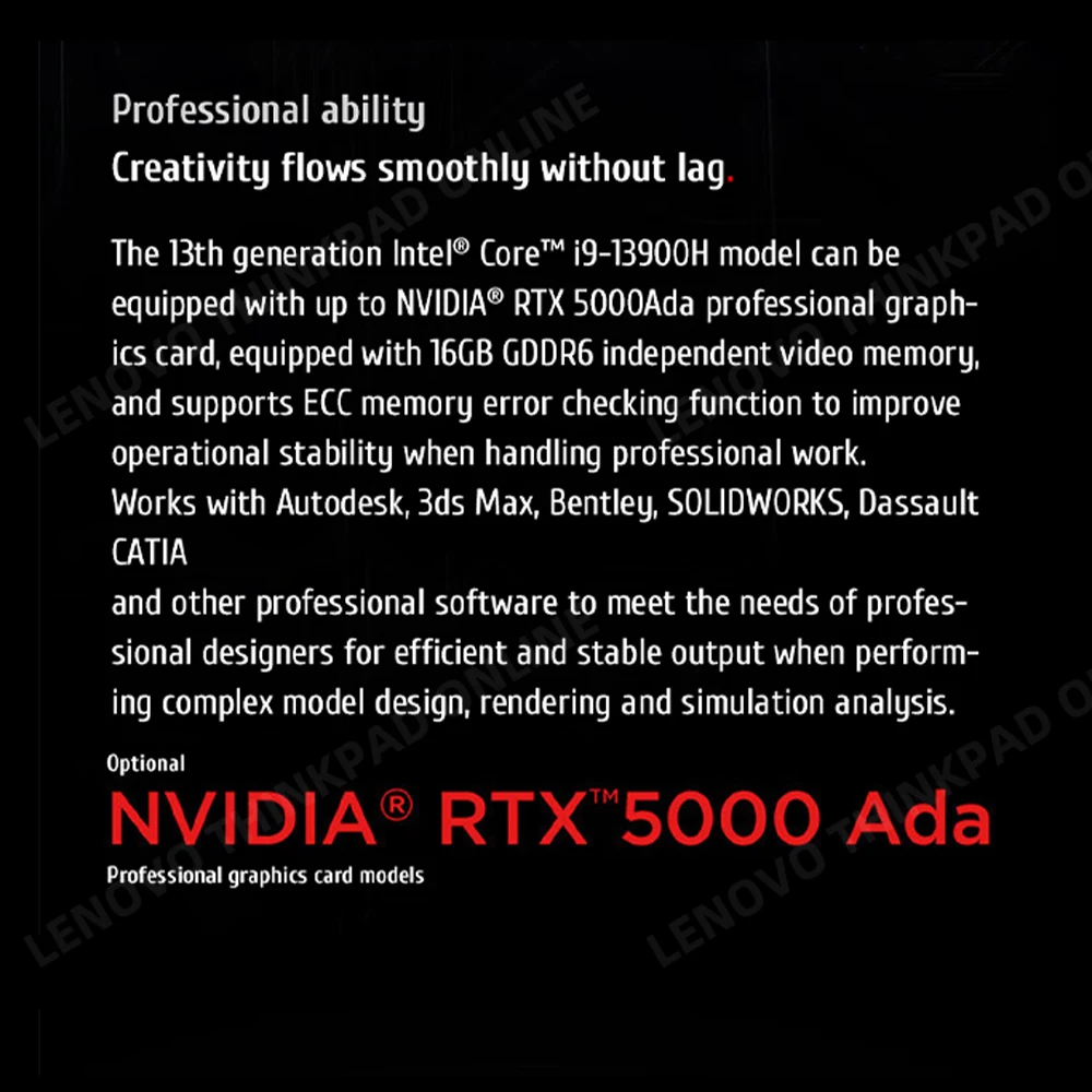 Laptop Lenovo ThinkPad P1 Hermit 2023 i7-13700H/i7-13800H vPro RTX A1000/2000Ada/3500Ada/4060/4080 16 cali 2.5K 165 Hz Notebook PC