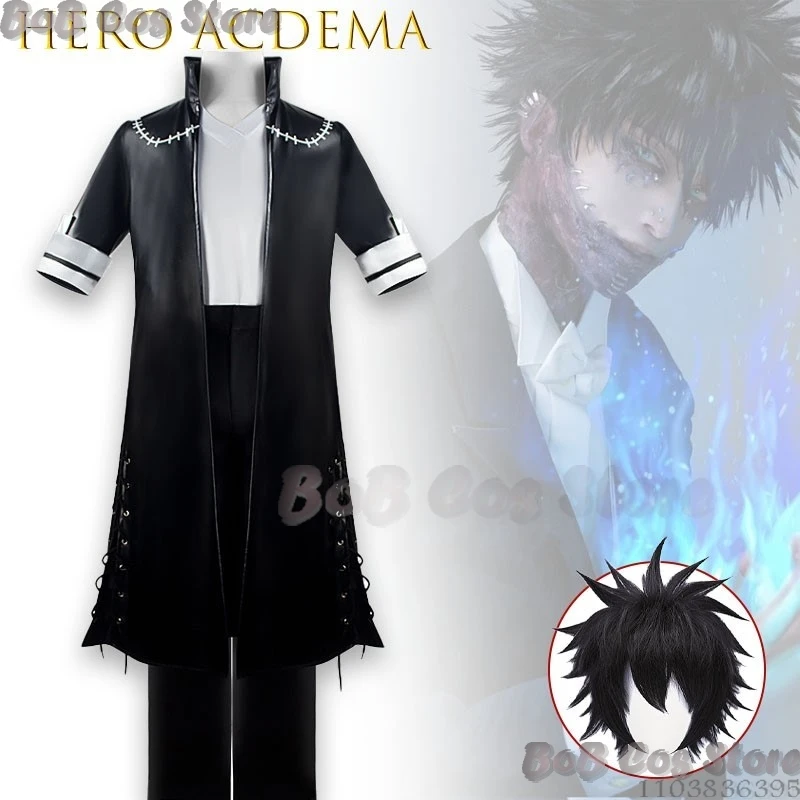 My Acdeia Dabi Cosplay Costume Black Hero Flame Pattern Jacket Burned Skin Effect Detachable Cape Glove Belt Navidad Carnaval view 2