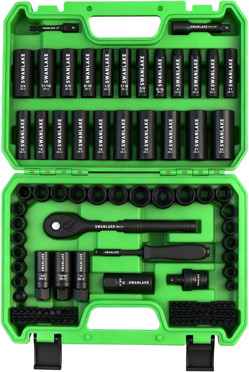 

105-Piece 3/8" Drive Impact Socket Set with SAE & Metric Sockets, Extensions, and Ratchet for Auto Repair