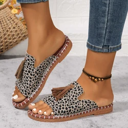 Women Slippers Casual Beach Holiday Slippers 2024 New Summer Fashion Fringe Shoes Outdoor Flat Open Toe Sandals Slides Women