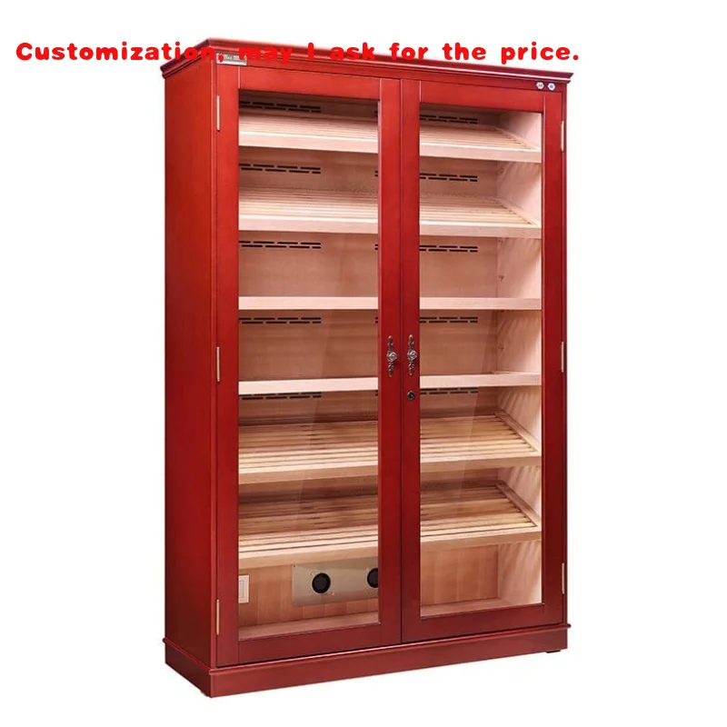 custom.Luxury Large Capacity Commercial Wall Cabinet Humidor With Cedar Shelf Drawer Wood Humidor Cigar Cabinet Shop Store