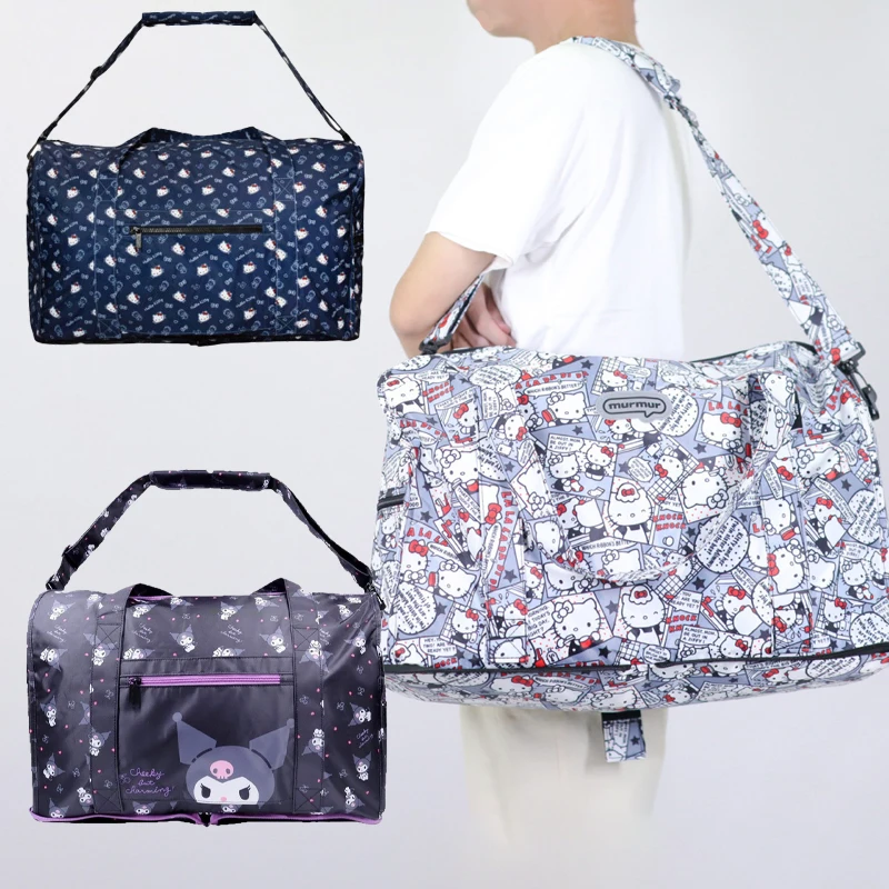 

Sanrios Travel Bag Anime Figure Hellokittys Kawaii Cartoon Fold Large Capacity Luggage Bag Portable Cute Printing Travel Handbag