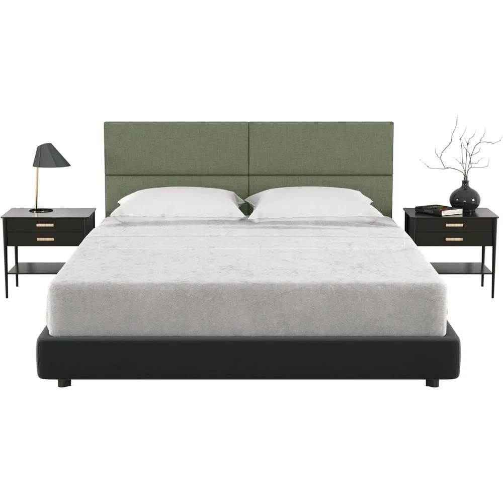 

Jaxx Panelist Modern Padded Headboard – Set of 4 Wall Mounted Panels - Queen, Cypress Green Microvelvet