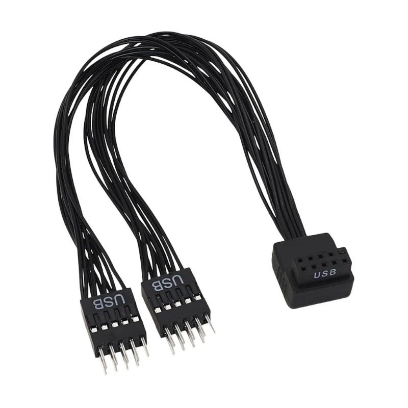 R2LF Cài đặt nhanh chóng không cần dụng cụ USB Bent Header Cáp chia 9 chân cho hiệu quả