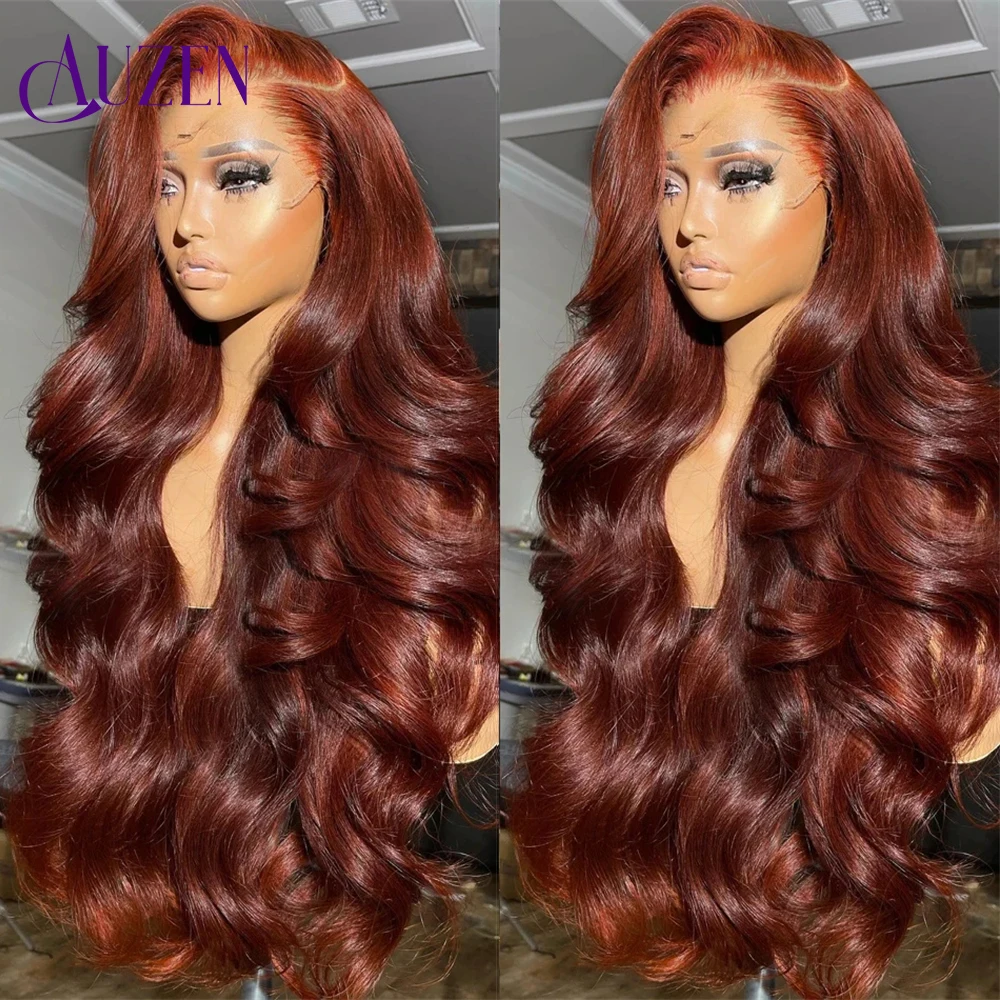 Roodbruin 13X6 Lace Frontale Pruik Pretokkelde 13X4 Body Wave Lace Front Pruiken Braziliaans Menselijk Haar Donkerrood Bruin Mensenhaar