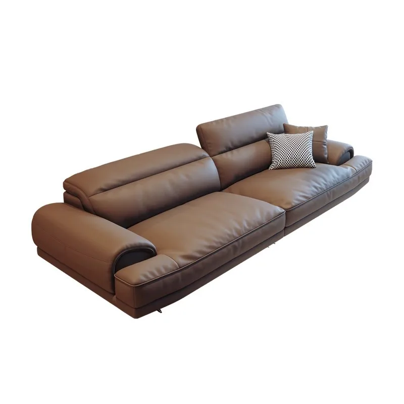 Italian Minimalist Modern Chesterfield Leather Extendable Modular Sofa Nordic Light Luxury Queen Straight Row Living Room Hotel