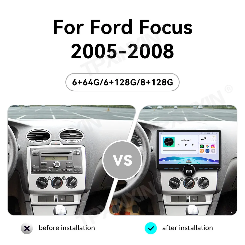 Car Accessories Radio For Ford Focus 2005-2008 Android Auto GPS Navigation Multimedia Stereo Receiver Head Unit Offline Maps