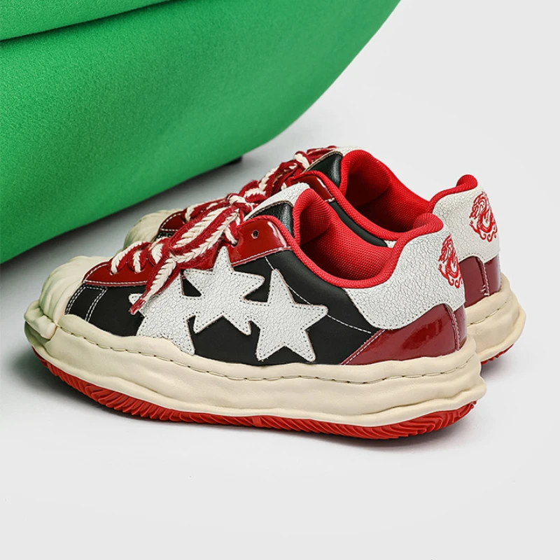 Women Shoes for Men Tennis Retro Y2K Star Dragon-Shaped Punk Skateboard Shoes Male Fashion Sneakers Couple Casual Platform Shoes