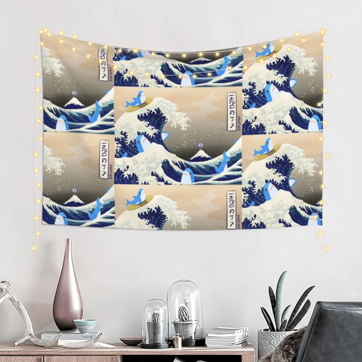 The great Brucie wave off BFC (Blahaj/shark edition) Tapestry Room Decorations Aesthetic Bedroom Deco Tapestry