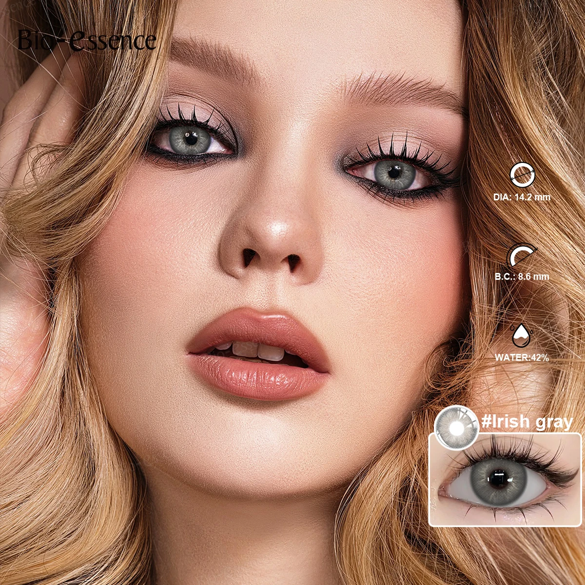 Bio-essence 1 Paar farbige Kontaktlinsen für Augen, graue Augenkontaktlinsen, blaue Linsen, natürliche Modelinsen, kosmetischer Augenkontakt – Detail 24