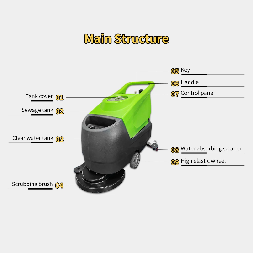 المشي الكهربائي التجاري خلف معدات تنظيف أرضية الغسيل لمبنى مكاتب مستودع ورشة العمل #5