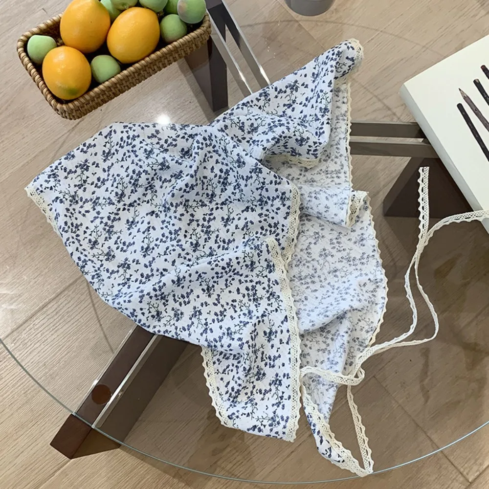 

Pastoral Style Summer Triangle Headscarf Turban Thin Fresh Floral Headband Sunshade Colorful Triangular Hair Band Vacation