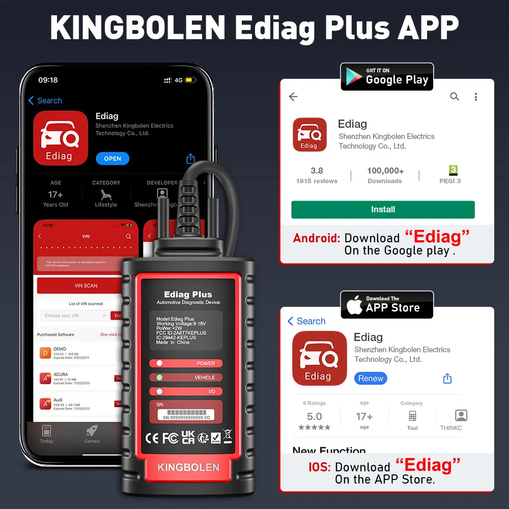 [Alle digitalen Seriennummern] KINGBOLEN Ediag Plus CAN FD Alle Systeme Steuergerätecodierung Aktiver Test 15 Resets Deutsches Auto Diagnosegerät TPMS FCA SGW Autoauth OBD Scanner – Detail 11