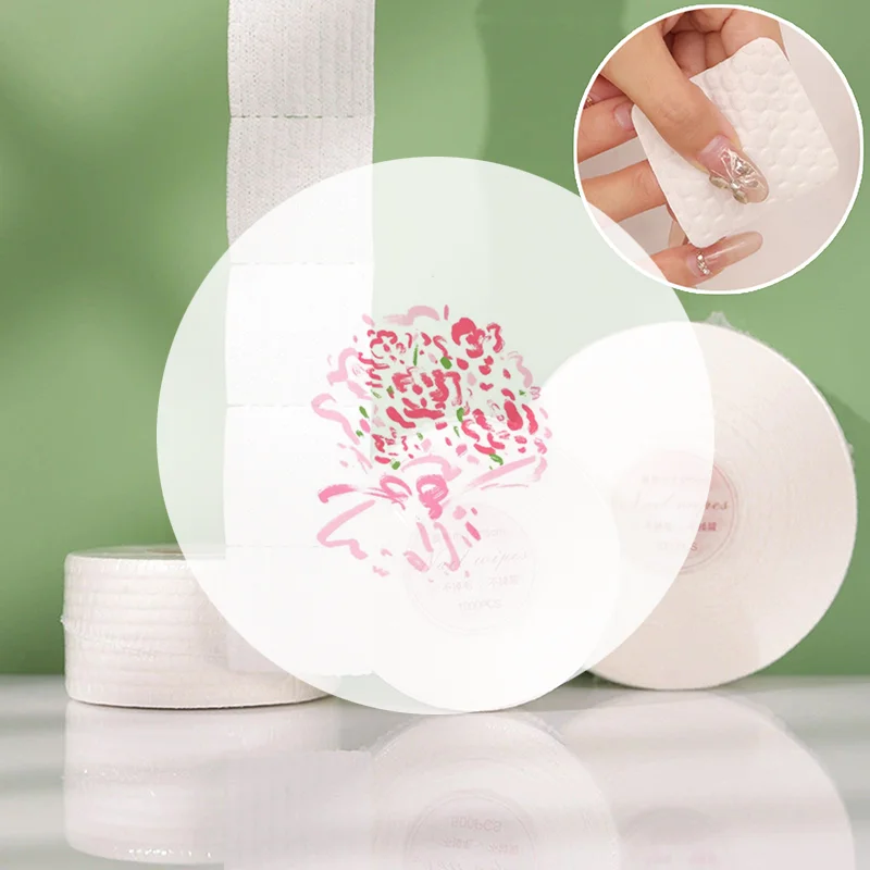 1000 sztuk/rolka Cienkie/Gęste Waciki do Usuwania Lakieru Jednorazowe Bezpyłowe Waciki do Zmywania Żelu do Paznokci Podkładki do Czyszczenia Paznokci