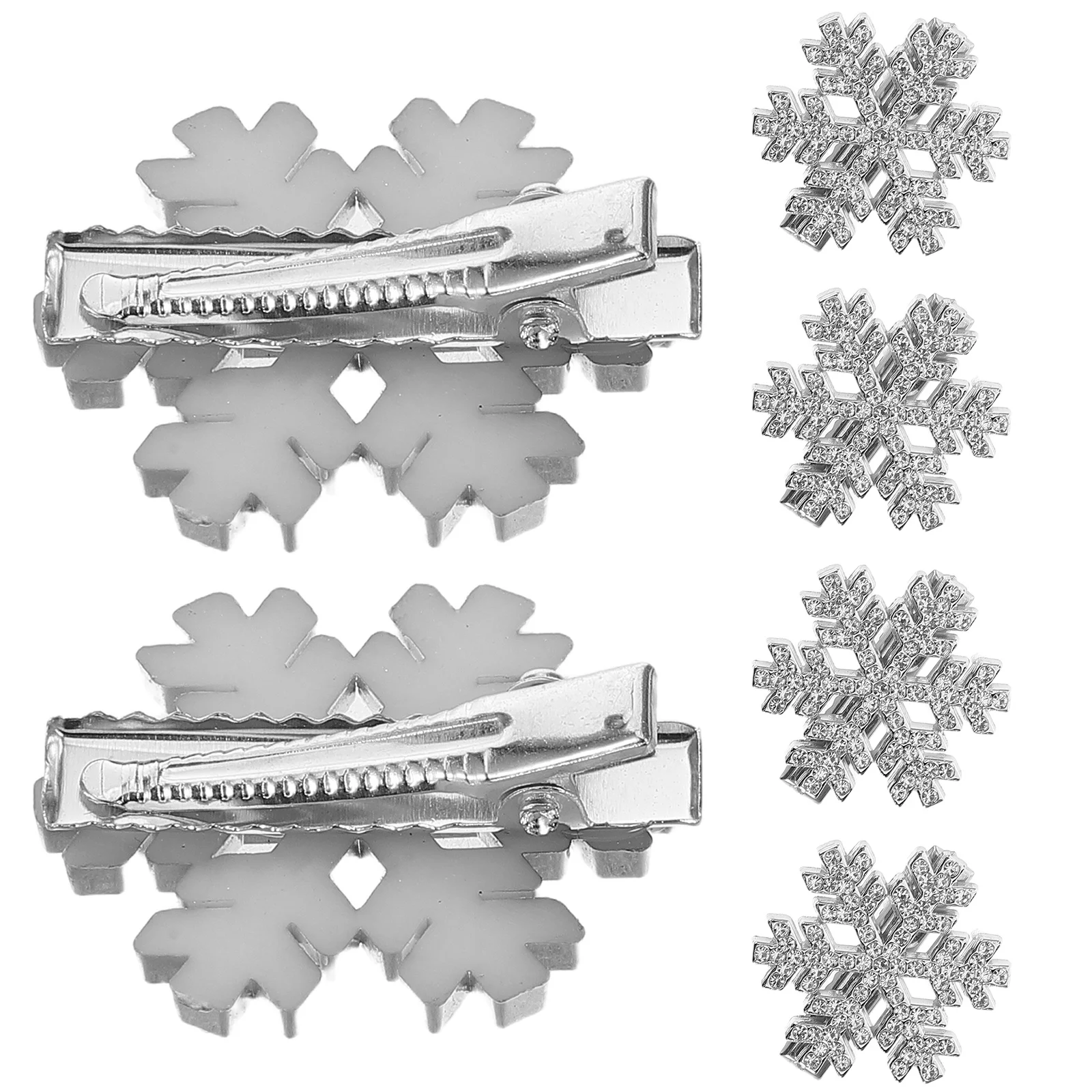 

6pcs Snow Hair Clips Silver Snowflake Design Mini Rhinestone Hair Clips Women Accessories Christmas Gifts Mini Barrettes