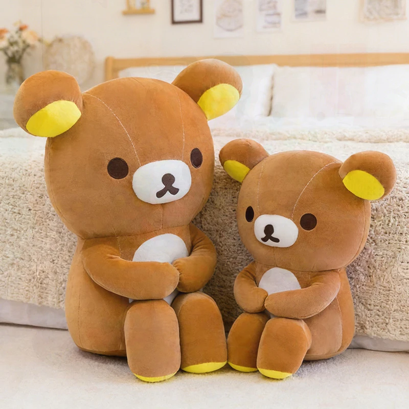 Multi‑size Rilakkuma Sitting Plush Doll Soft Bear Stuffed Toy Sofa Body Pillow Home Ornament Holiday Birthday Gift for Girls
