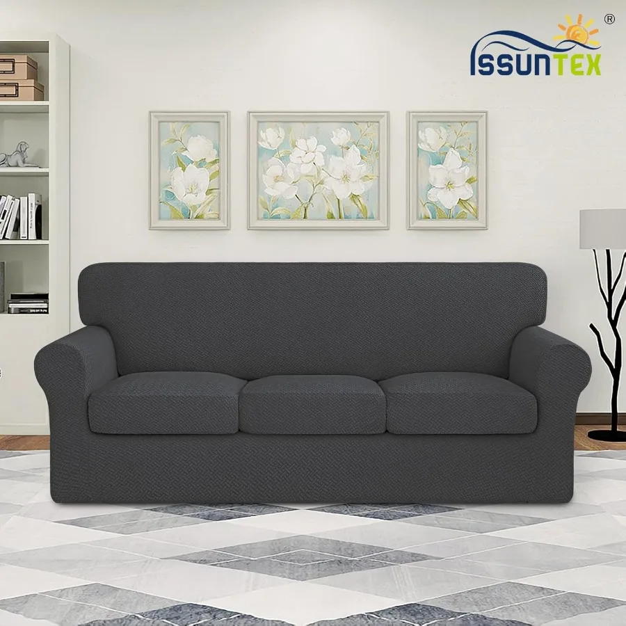 4-delige hoge stretch dikkere bankhoezen zachte bankhoes voor 3 apart kussen met jacquardstof elastisch meubilair Pr