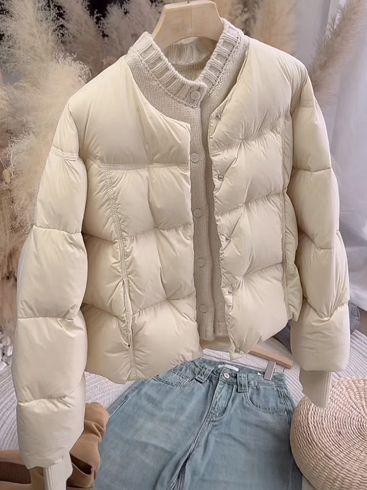 

Women's Knitted Thiened Cotton Jaet round Ne Bread Sle Outerwear Faionable Winter New Arrival Single Piece Button D...