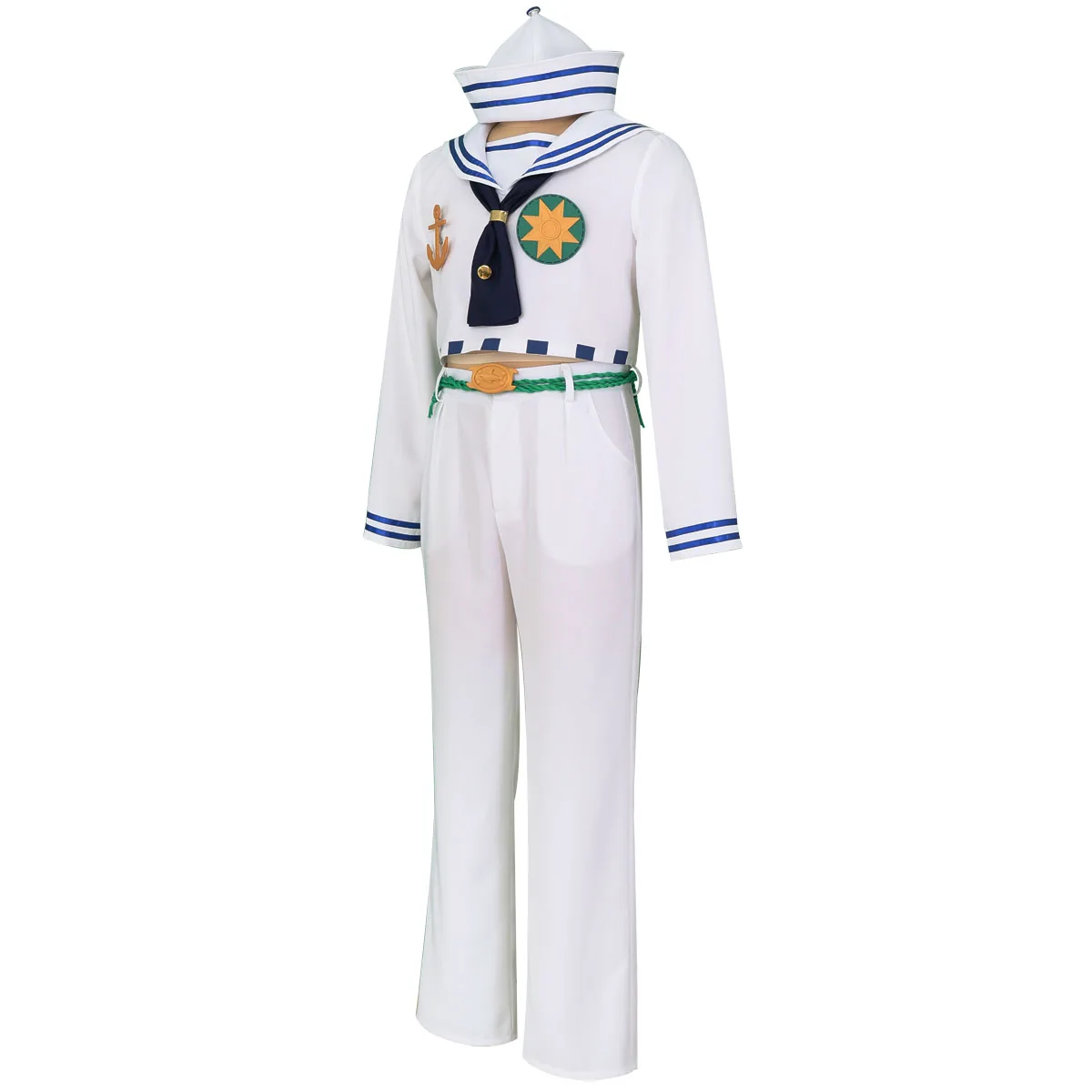 Anime Higashikata Josuke Cosplay Costume Mens Suit White Army Uniform Coat Pants Belt Hat Tie Halloween Christmas Outfit view 2