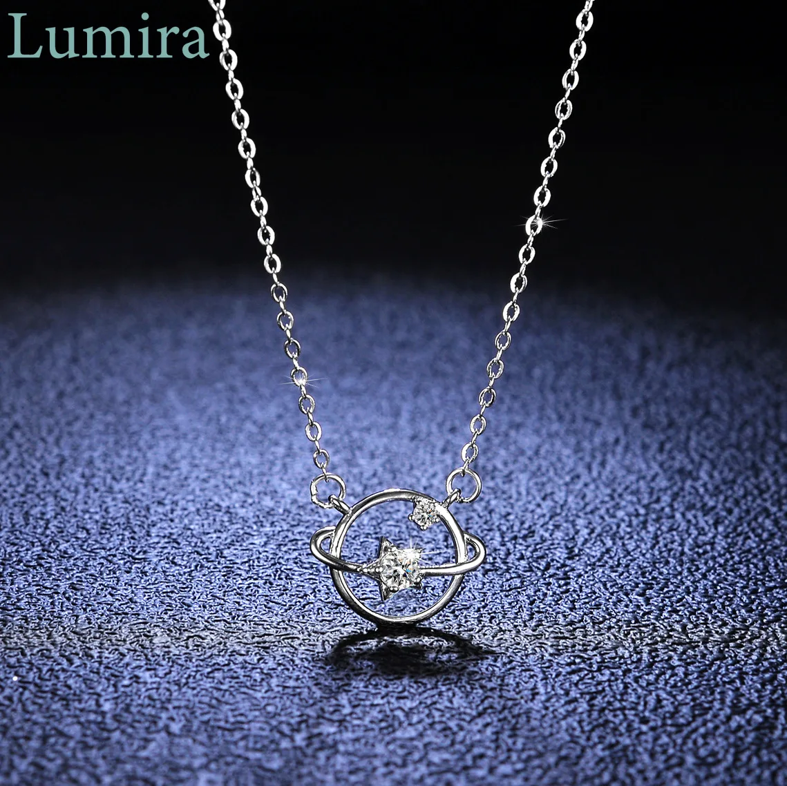

Lumira Women's Planet Pendant Platinum PT950 Necklace with 0.1 Carat Moissanite Elegant Jewelry for Daily Wear Stylish