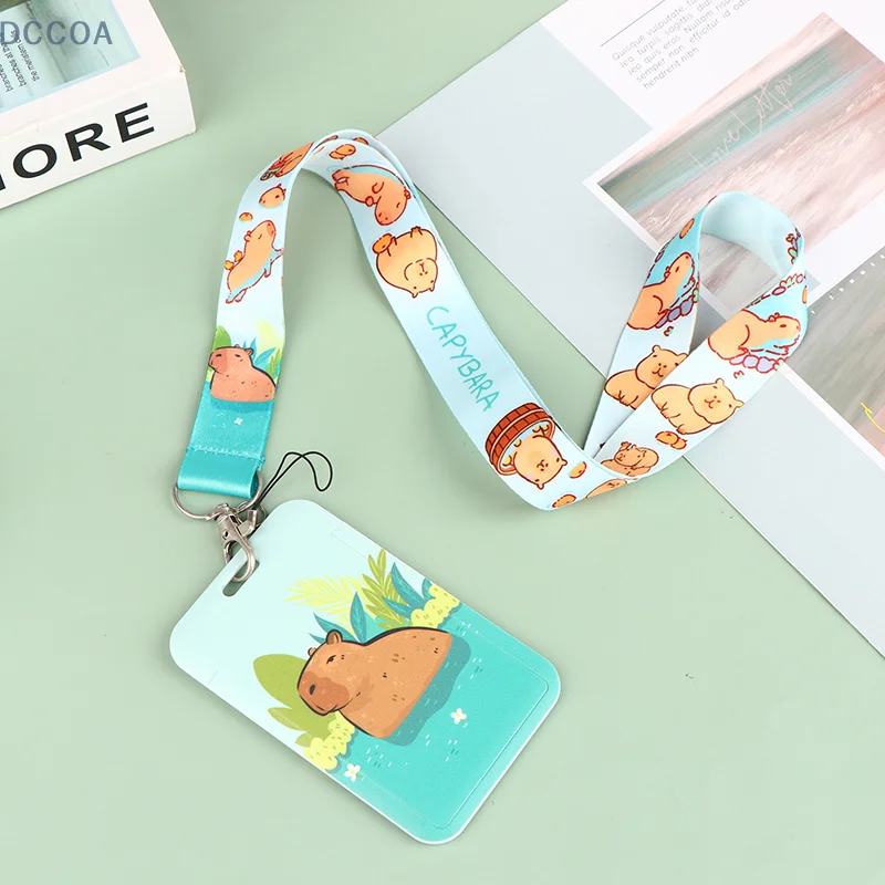 Cute Capybara Phone Lanyard Neck Strap ID Card Badge Holder Credit Card Lanyards Key Rings Accessories For Kids Adults