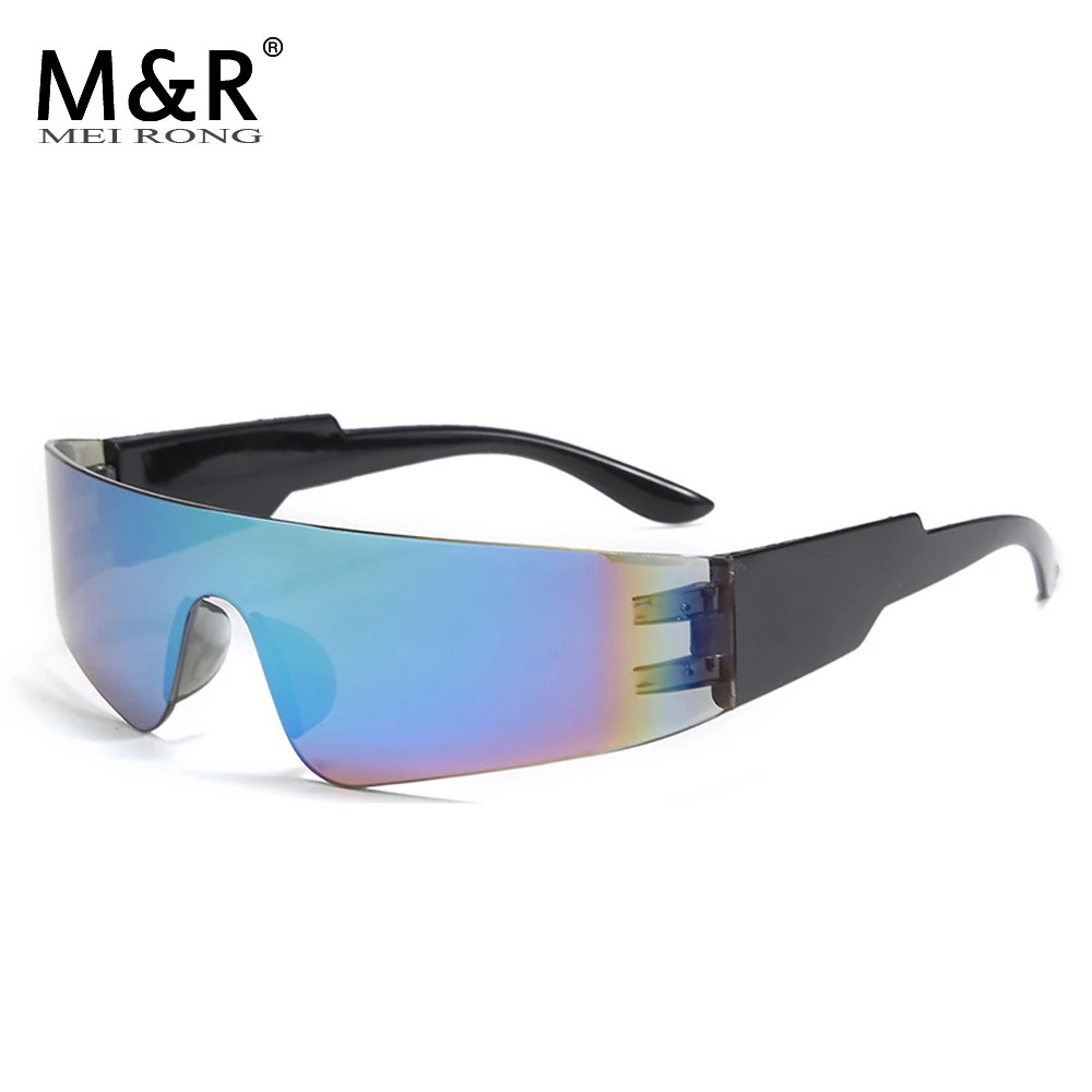 

2023 New Men's Punk Style Sports Mirror Fashion One Piece Large Frame Sunglasses Outdoor Riding Frameless Glasses Gafas De Sol