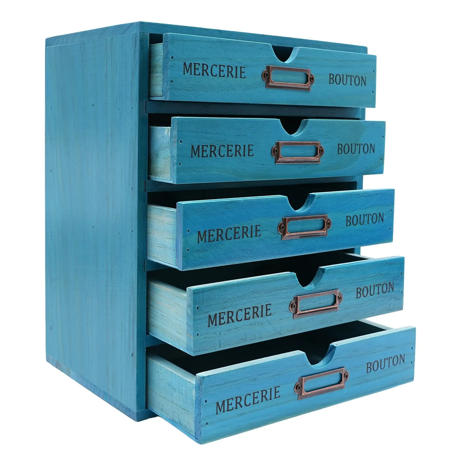 

Бирюзовый деревянный настольный органайзер с 5 ящиками, деревянный ящик для хранения, настольное хранилище, столешница, ящики, библиотечный карточный каталог, шкаф Ap