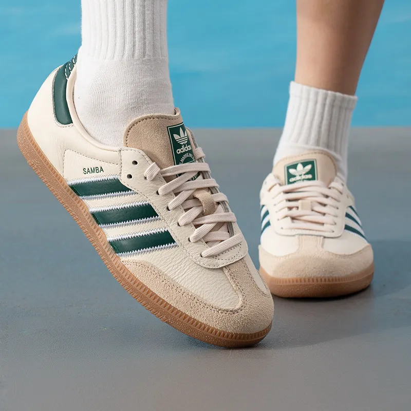 Adidas Originals KK2277 Low Top Skate Shoes Off White Forest Green Full Grain Leather Gum Rubber Outsole Retro Casual Sneakers F