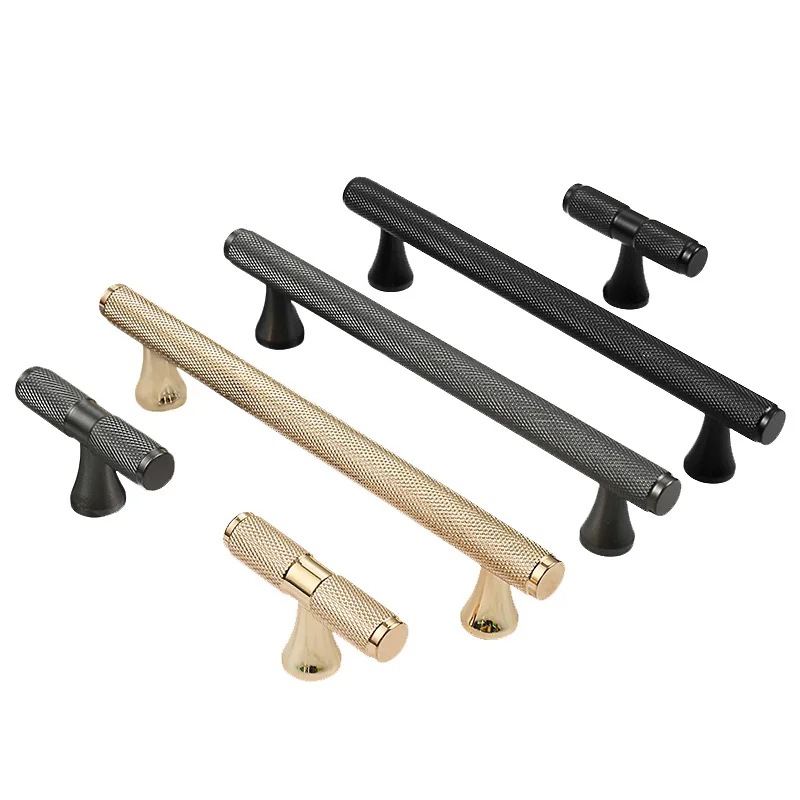 New 10PCS Solid Brass Knurled European Furniture Handles Cupboard Closet Drawer Cabinet Pulls Knobs Black/Shiny Gold/Pearl Gray