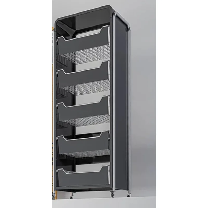 For Removable Snack Trolley Rack Living Room Household Multi-layer Snack Cabinet Fruit Drink Pull-out Storage Rack