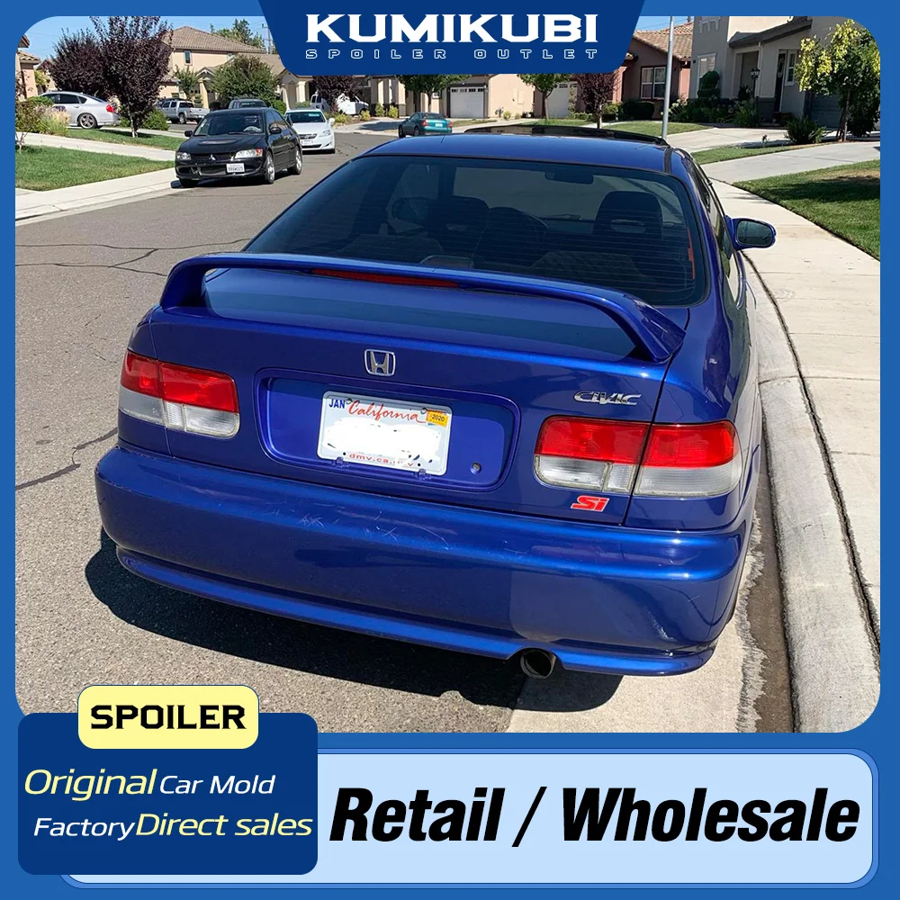 

Gloss Black JDM Spoiler With LED Brake Light For Honda Civic 1996-2000 Sedan/Coupe EK