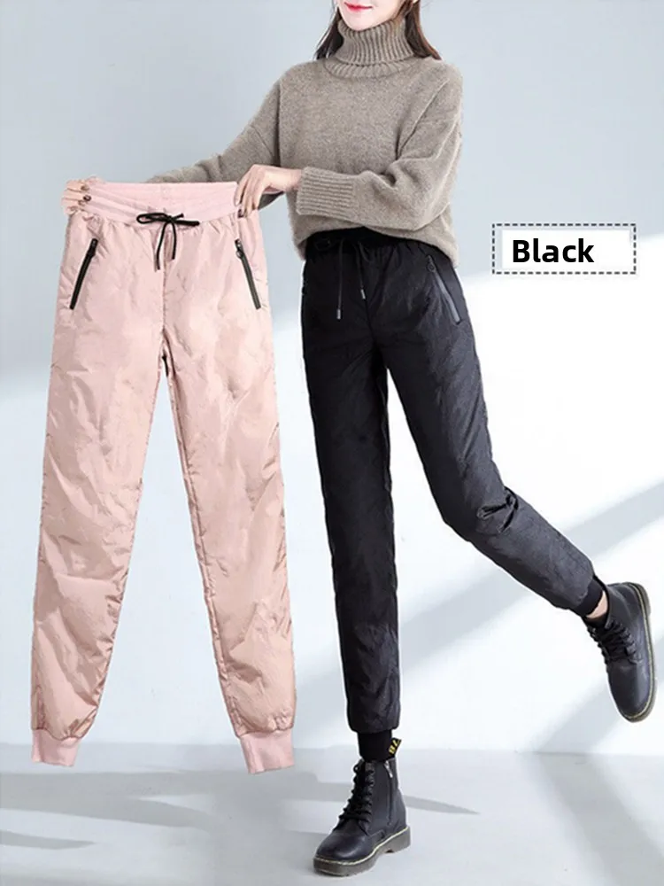 

High Waist Thiened down Cotton Pants Women's Loose Casual Trousers Winter Outerwear Warm Leggings Korean Sle Commute