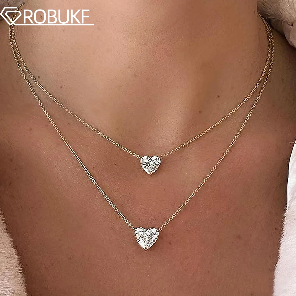 

1CT/2CT/3CT Heart Cut Moissanite Necklace for Women GRA Certificate Heart Shape Solitaire Pendant Necklace S925 Silver Jewerly