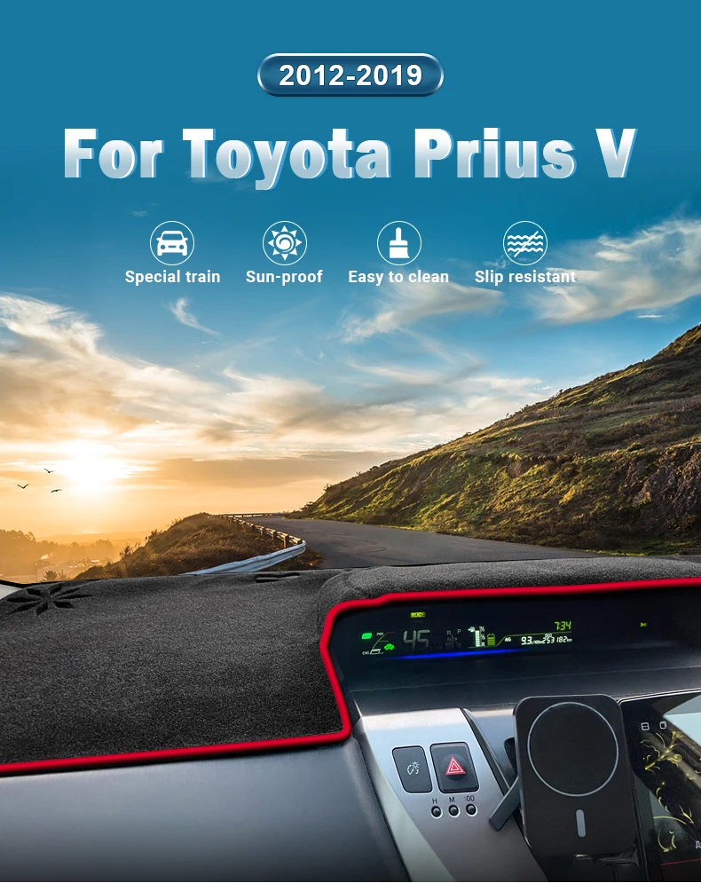 Für Toyota Prius V Plus Alpha Hybrid 2012 2013 2014 2015 2016 2017 2018 2019 Auto Dashboard Abdeckung Sonnenschutz pad Zubehör – Detail 1