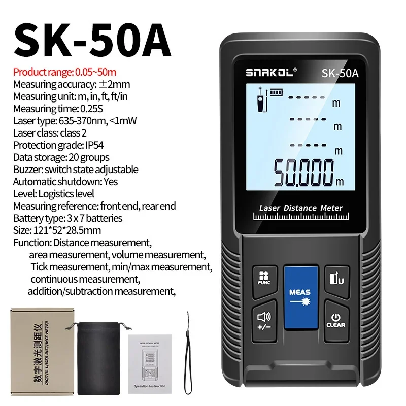SNAKOL Laser-Entfernungsmesser - Digitales Messgerät 40m/50m/70m/100m/120m Distanzmesser Entfernungsmesser