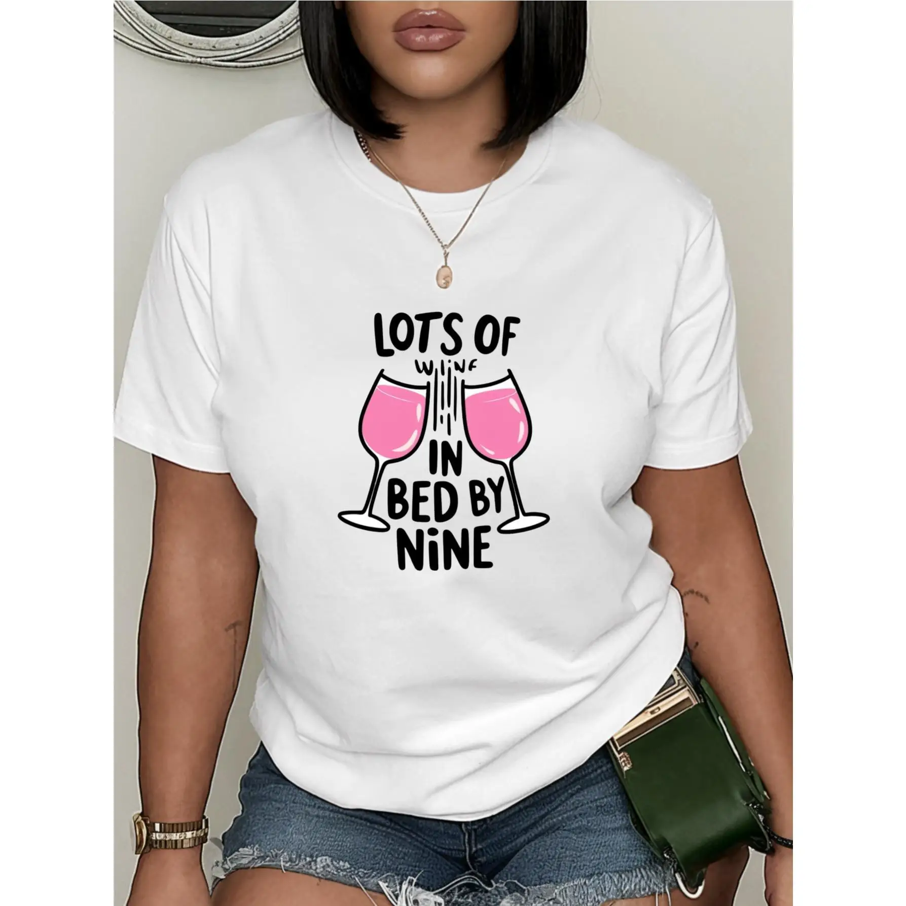 

Funny Wine Graphic T-Shirt Women’s Summer Casual Short Sleeve Loose Fit Tee S-3XL Girls Night Out Drinking Party Top 2025