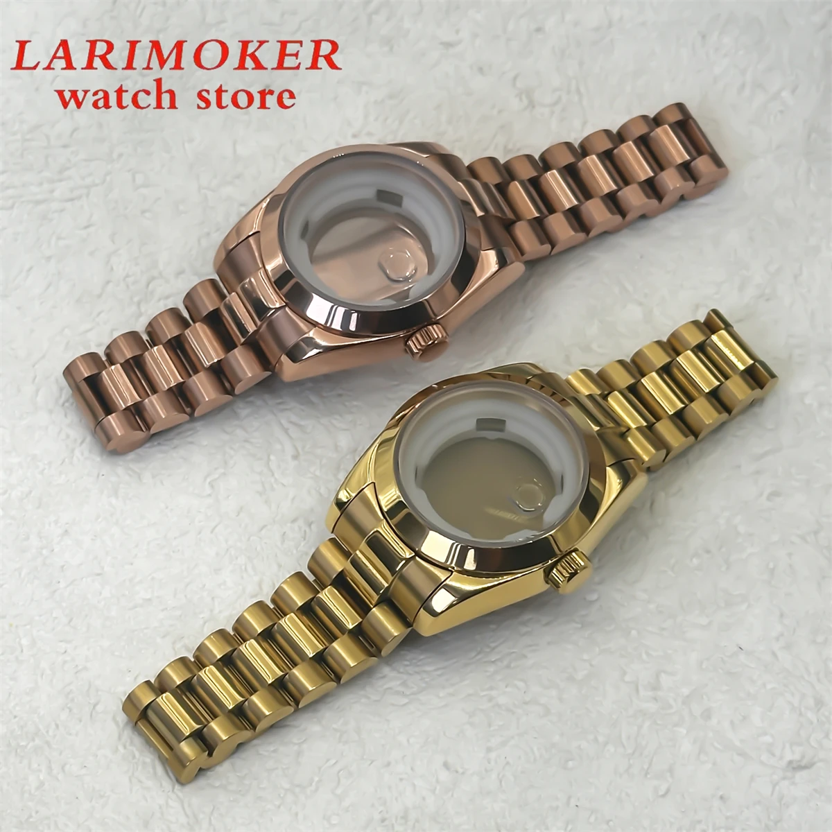 BLIGER-caja de reloj para mujer, caja de acero inoxidable de oro rosa, lupa, cristal de zafiro plano, accesorios de modificación de reloj